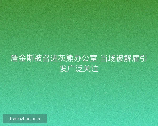 詹金斯被召进灰熊办公室 当场被解雇引发广泛关注