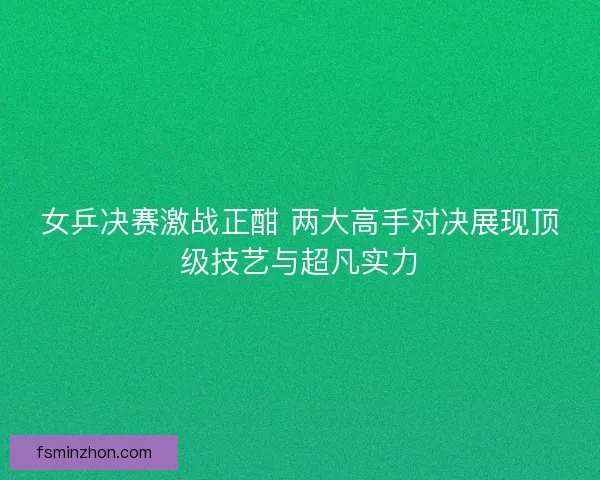 女乒决赛激战正酣 两大高手对决展现顶级技艺与超凡实力