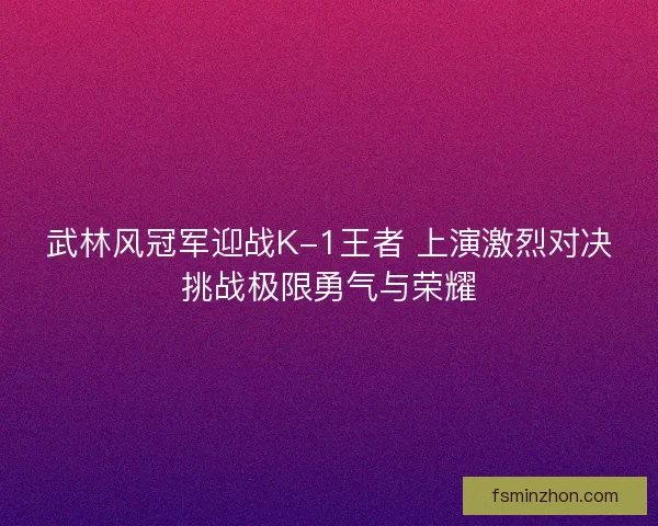 武林风冠军迎战K-1王者 上演激烈对决挑战极限勇气与荣耀