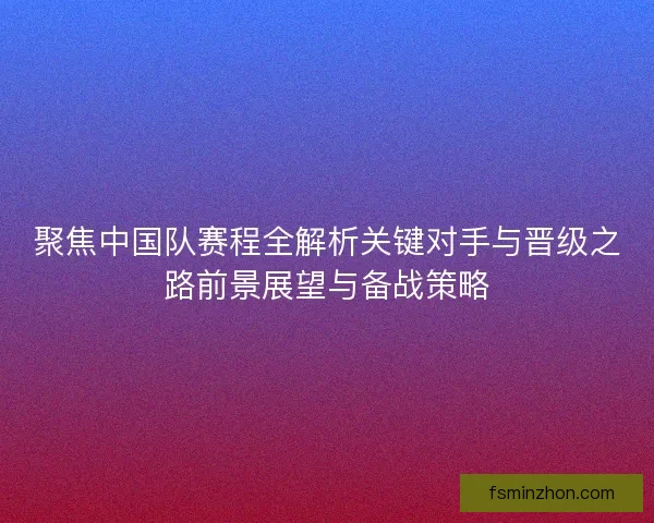 聚焦中国队赛程全解析关键对手与晋级之路前景展望与备战策略