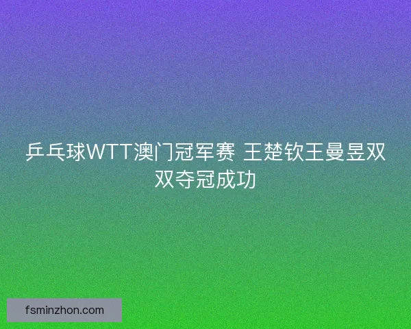 乒乓球WTT澳门冠军赛 王楚钦王曼昱双双夺冠成功