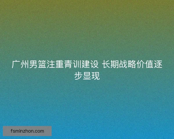 广州男篮注重青训建设 长期战略价值逐步显现
